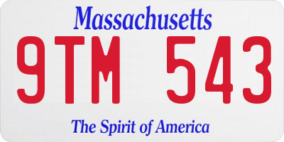 MA license plate 9TM543