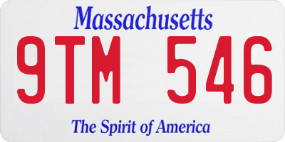 MA license plate 9TM546