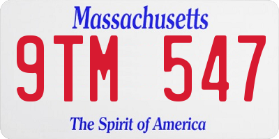 MA license plate 9TM547