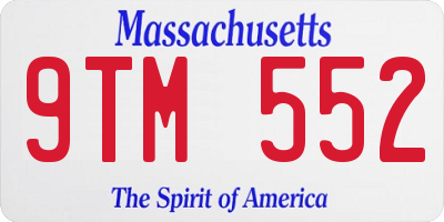 MA license plate 9TM552