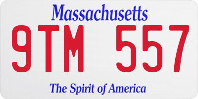 MA license plate 9TM557