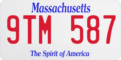 MA license plate 9TM587