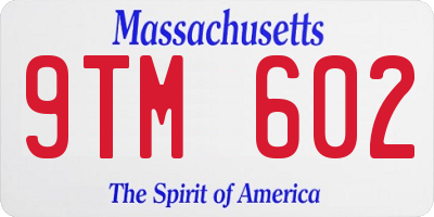 MA license plate 9TM602