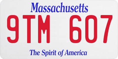 MA license plate 9TM607