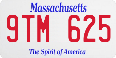 MA license plate 9TM625