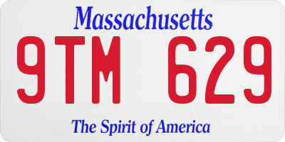 MA license plate 9TM629