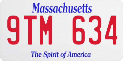 MA license plate 9TM634