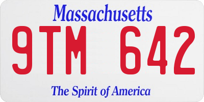 MA license plate 9TM642