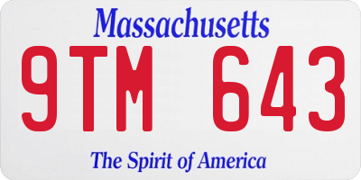MA license plate 9TM643