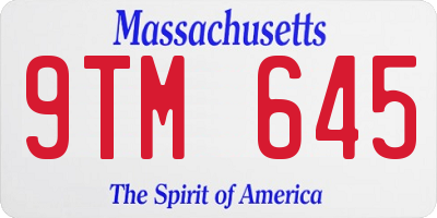MA license plate 9TM645
