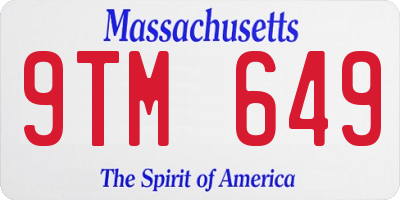 MA license plate 9TM649