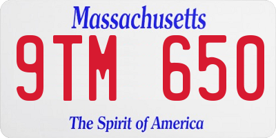 MA license plate 9TM650