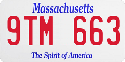 MA license plate 9TM663