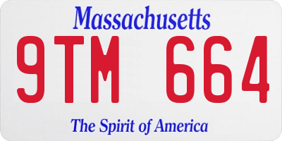 MA license plate 9TM664