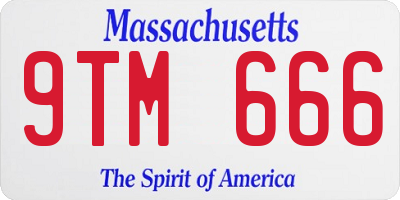 MA license plate 9TM666