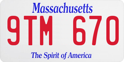 MA license plate 9TM670
