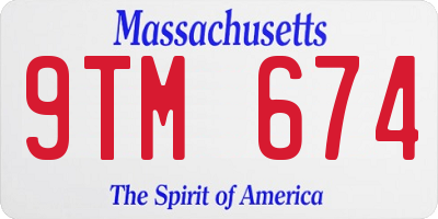 MA license plate 9TM674