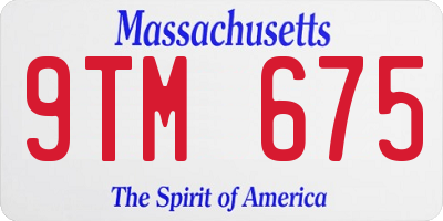 MA license plate 9TM675