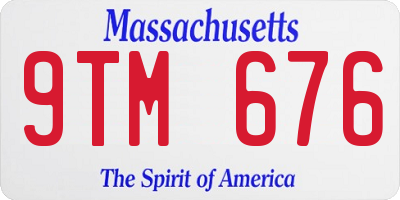 MA license plate 9TM676