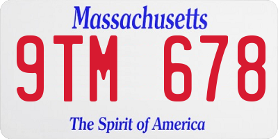 MA license plate 9TM678