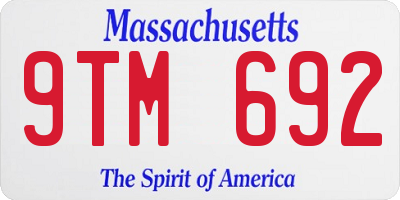 MA license plate 9TM692