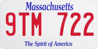MA license plate 9TM722