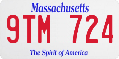 MA license plate 9TM724