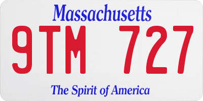 MA license plate 9TM727