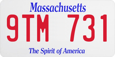 MA license plate 9TM731