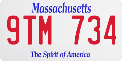 MA license plate 9TM734