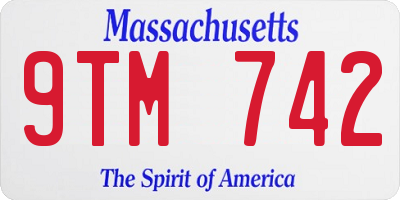 MA license plate 9TM742