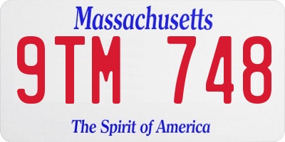 MA license plate 9TM748