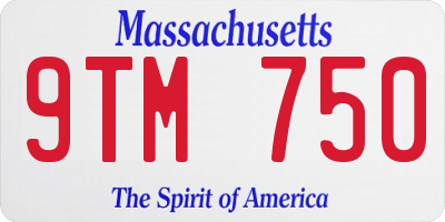 MA license plate 9TM750