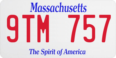 MA license plate 9TM757