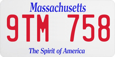 MA license plate 9TM758
