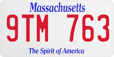 MA license plate 9TM763