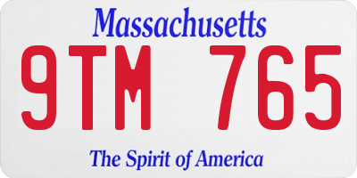 MA license plate 9TM765