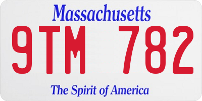 MA license plate 9TM782