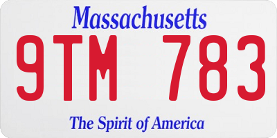MA license plate 9TM783