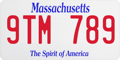 MA license plate 9TM789