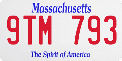 MA license plate 9TM793