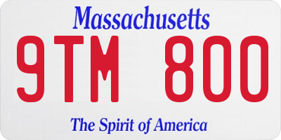 MA license plate 9TM800