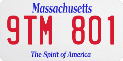 MA license plate 9TM801