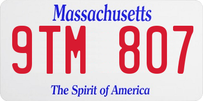 MA license plate 9TM807
