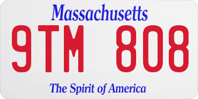 MA license plate 9TM808