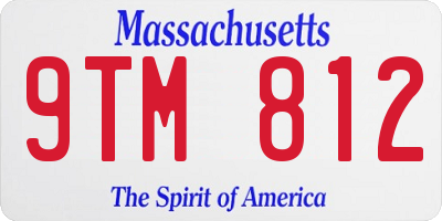 MA license plate 9TM812