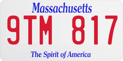 MA license plate 9TM817