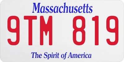 MA license plate 9TM819