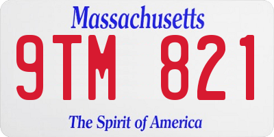 MA license plate 9TM821