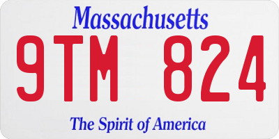 MA license plate 9TM824